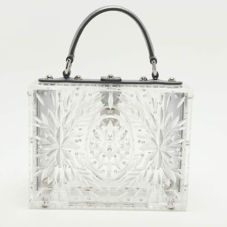 Pre Owned Dolce & Gabbana Silver Plexiglass Cinderella Top Handle Bag