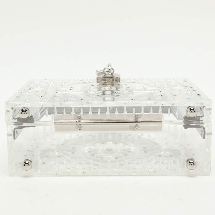 Pre Owned Dolce & Gabbana Silver Plexiglass Cinderella Top Handle Bag