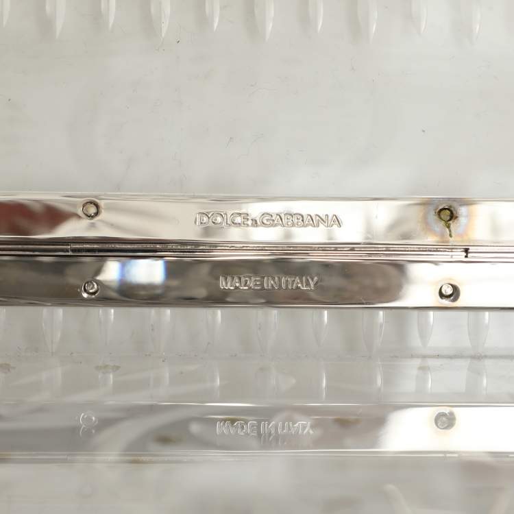 Pre Owned Dolce & Gabbana Silver Plexiglass Cinderella Top Handle Bag