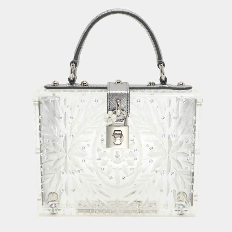 Pre Owned Dolce & Gabbana Silver Plexiglass Cinderella Top Handle Bag