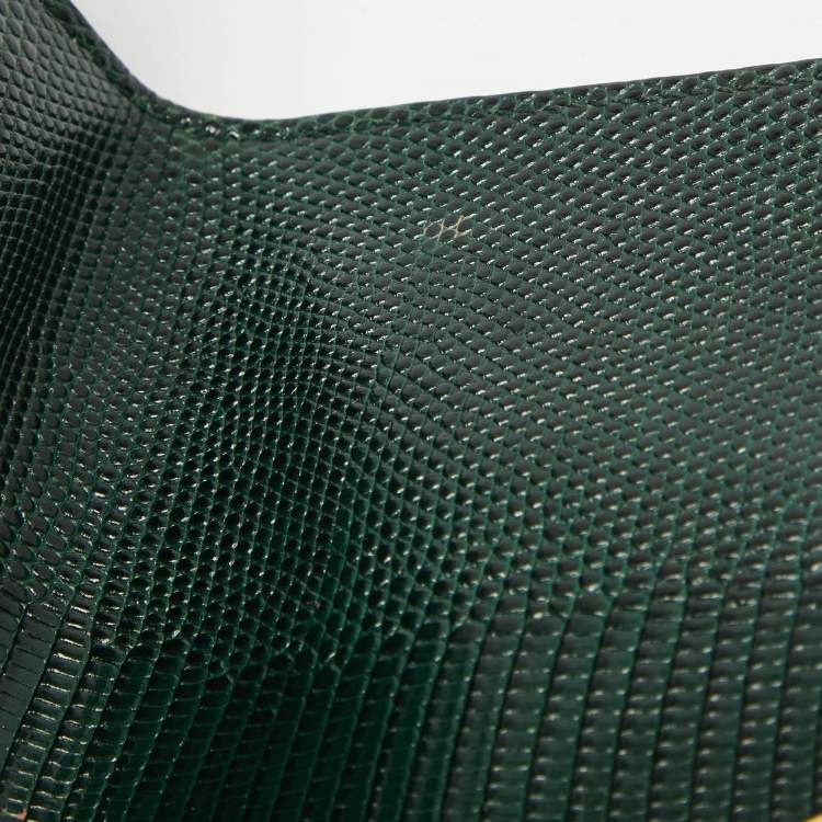 Pre Owned Dolce & Gabbana Green Lizard Embossed Leather Small Miss Monica Top Handle Bag