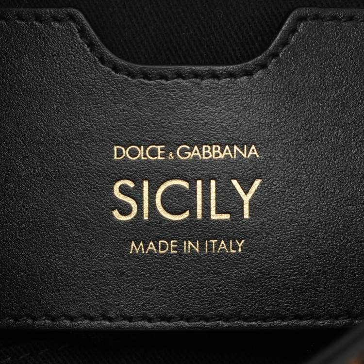 Pre Owned Dolce & Gabbana Beige/Black Calf Hair and Leather Miss Sicily Top Handle Bag