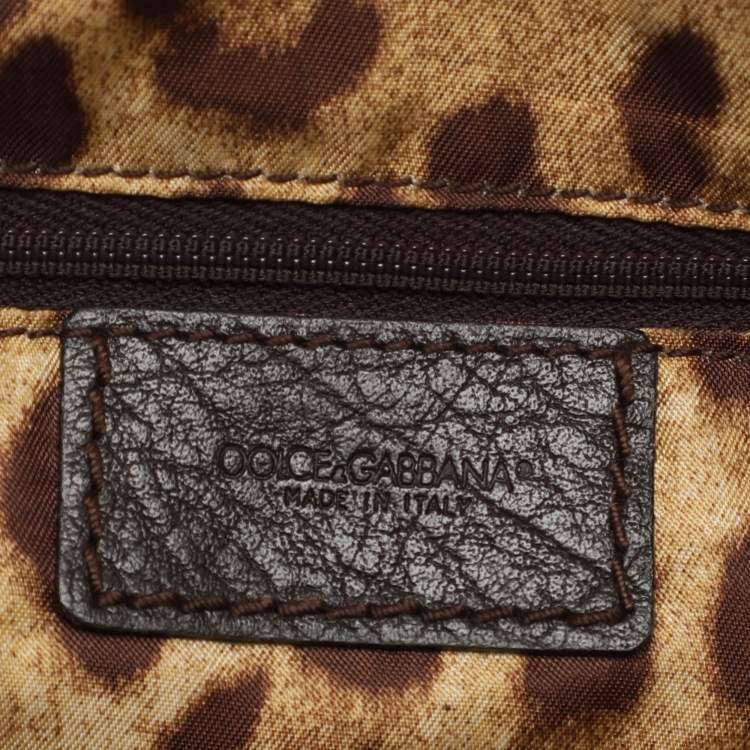Pre Owned Dolce & Gabbana Brown Leather Multi Chain Shoulder Bag