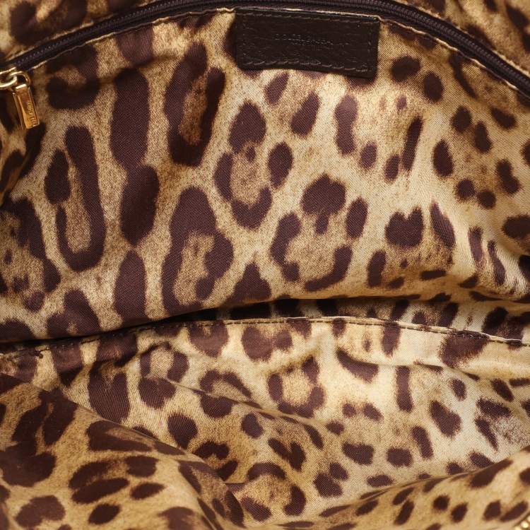 Pre Owned Dolce & Gabbana Brown Leather Multi Chain Shoulder Bag