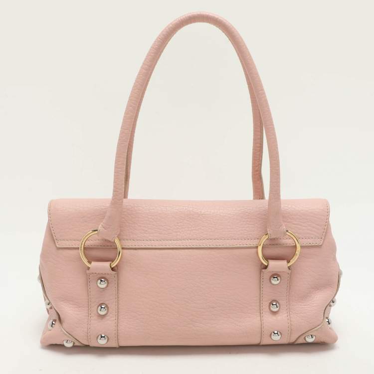 Pre Owned Dolce & Gabbana Pink Leather Embellished Satchel