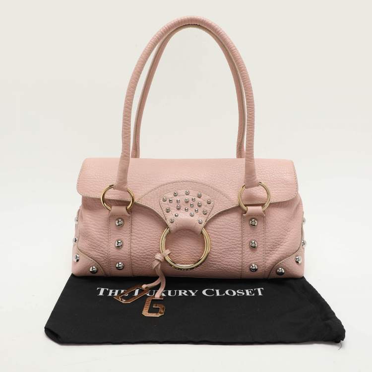 Pre Owned Dolce & Gabbana Pink Leather Embellished Satchel