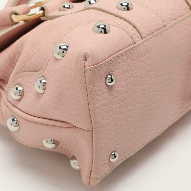 Pre Owned Dolce & Gabbana Pink Leather Embellished Satchel