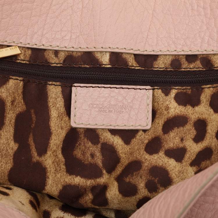 Pre Owned Dolce & Gabbana Pink Leather Embellished Satchel