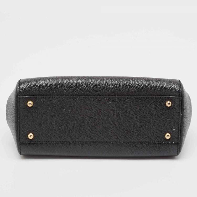 Pre Owned Dolce & Gabbana Black Leather Medium Miss Sicily Top Handle Bag