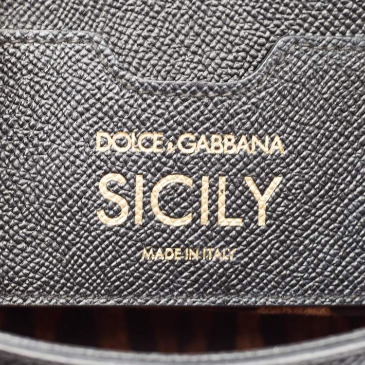 Pre Owned Dolce & Gabbana Black Leather Medium Miss Sicily Top Handle Bag