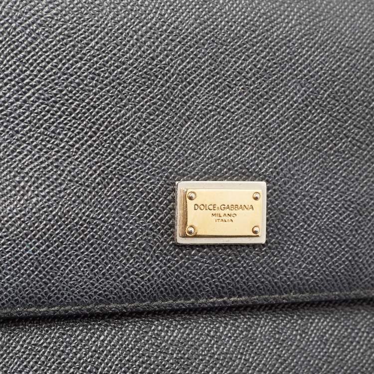 Pre Owned Dolce & Gabbana Black Leather Medium Miss Sicily Top Handle Bag