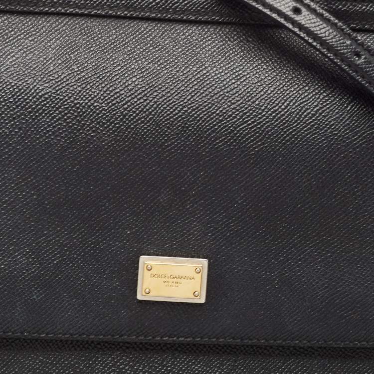 Pre Owned Dolce & Gabbana Black Leather Medium Miss Sicily Top Handle Bag