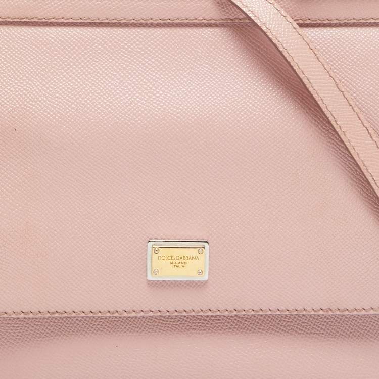 Pre Owned Dolce & Gabbana Pink Leather Medium Miss Sicily Top Handle Bag