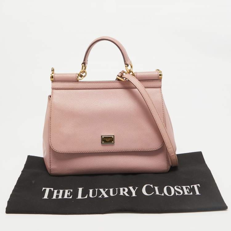 Pre Owned Dolce & Gabbana Pink Leather Medium Miss Sicily Top Handle Bag