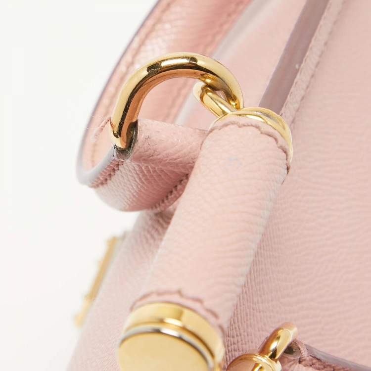 Pre Owned Dolce & Gabbana Pink Leather Medium Miss Sicily Top Handle Bag