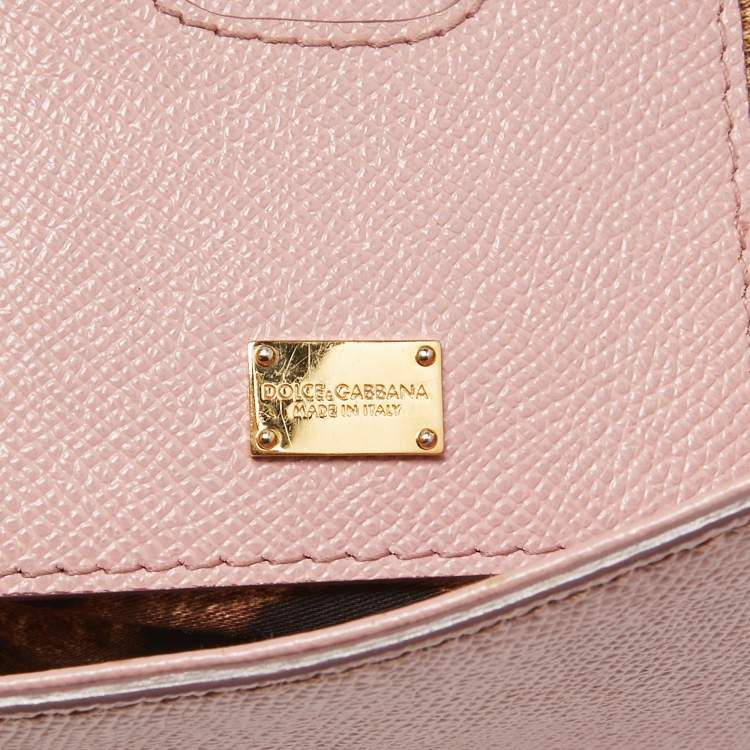 Pre Owned Dolce & Gabbana Pink Leather Medium Miss Sicily Top Handle Bag