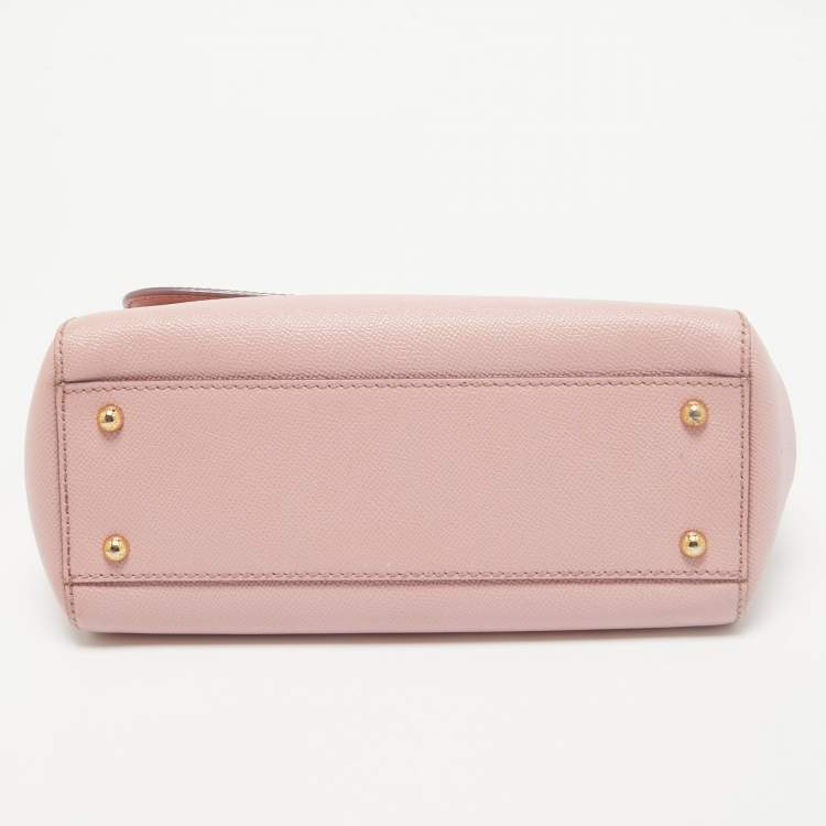 Pre Owned Dolce & Gabbana Pink Leather Medium Miss Sicily Top Handle Bag