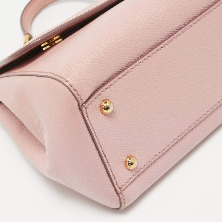 Pre Owned Dolce & Gabbana Pink Leather Medium Miss Sicily Top Handle Bag