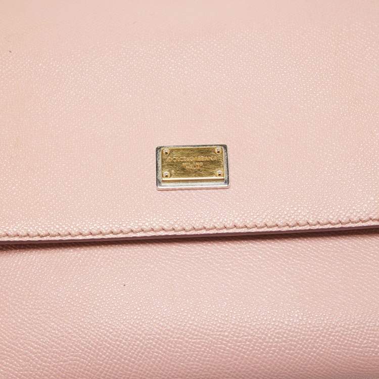 Pre Owned Dolce & Gabbana Pink Leather Medium Miss Sicily Top Handle Bag