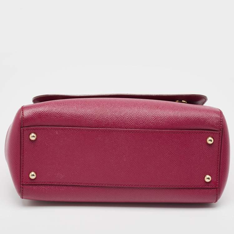 Pre Owned Dolce & Gabbana Magenta Leather Medium Miss Sicily Top Handle Bag