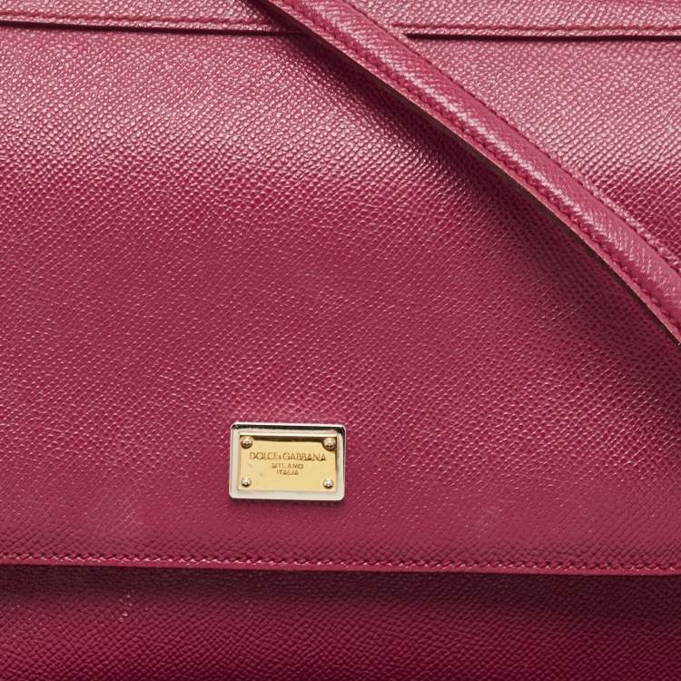 Pre Owned Dolce & Gabbana Magenta Leather Medium Miss Sicily Top Handle Bag