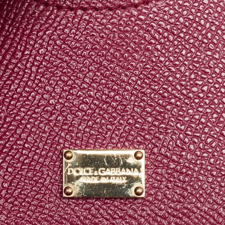 Pre Owned Dolce & Gabbana Magenta Leather Medium Miss Sicily Top Handle Bag