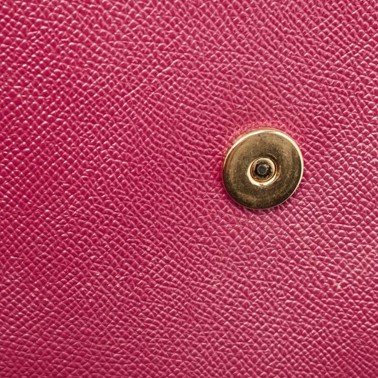 Pre Owned Dolce & Gabbana Magenta Leather Medium Miss Sicily Top Handle Bag