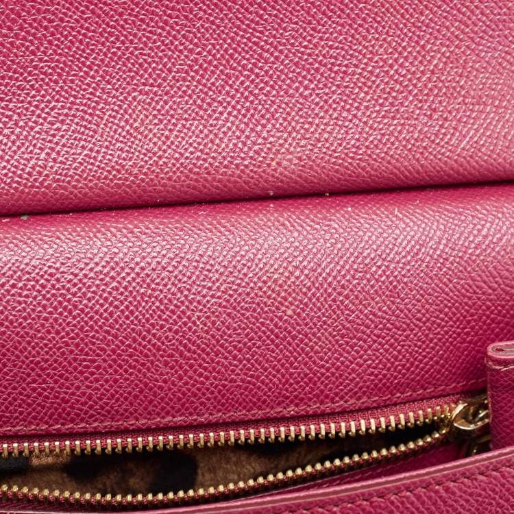 Pre Owned Dolce & Gabbana Magenta Leather Medium Miss Sicily Top Handle Bag
