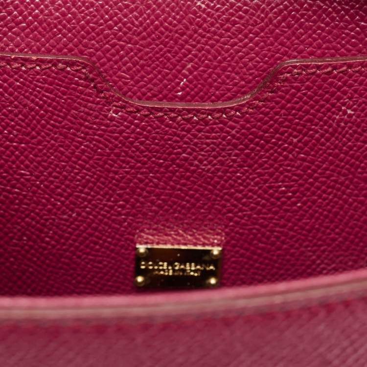 Pre Owned Dolce & Gabbana Magenta Leather Medium Miss Sicily Top Handle Bag