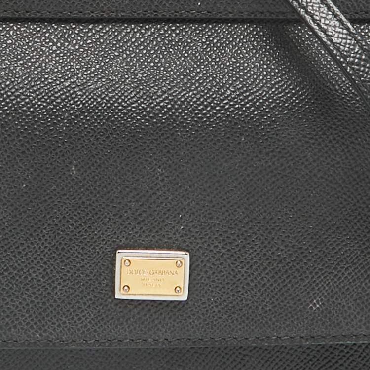 Pre Owned Dolce & Gabbana Black Leather Small Studded Miss Sicily Top Handle Bag
