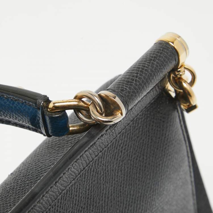 Pre Owned Dolce & Gabbana Black Leather Small Studded Miss Sicily Top Handle Bag