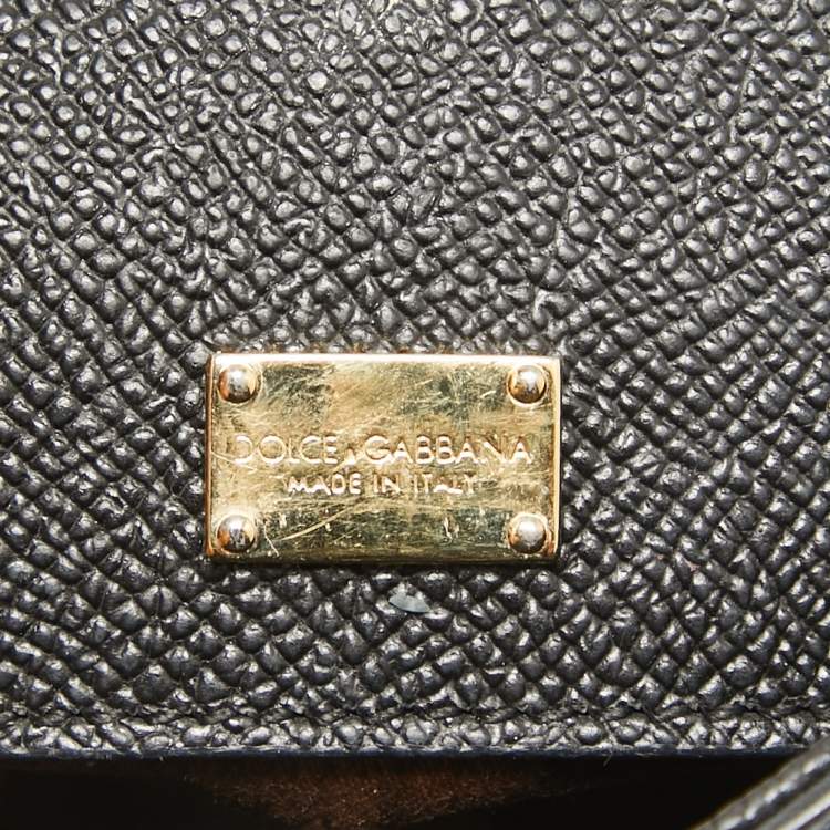 Pre Owned Dolce & Gabbana Black Leather Small Studded Miss Sicily Top Handle Bag