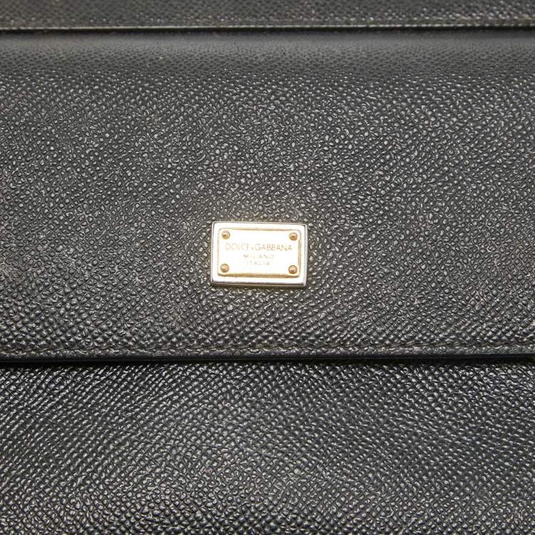 Pre Owned Dolce & Gabbana Black Leather Small Studded Miss Sicily Top Handle Bag