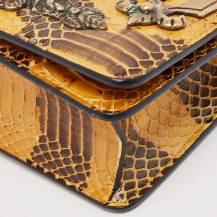 Pre Owned Dolce & Gabbana Yellow Snakeskin Leather DG Miss Ginevra Shoulder Bag