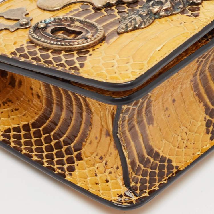 Pre Owned Dolce & Gabbana Yellow Snakeskin Leather DG Miss Ginevra Shoulder Bag