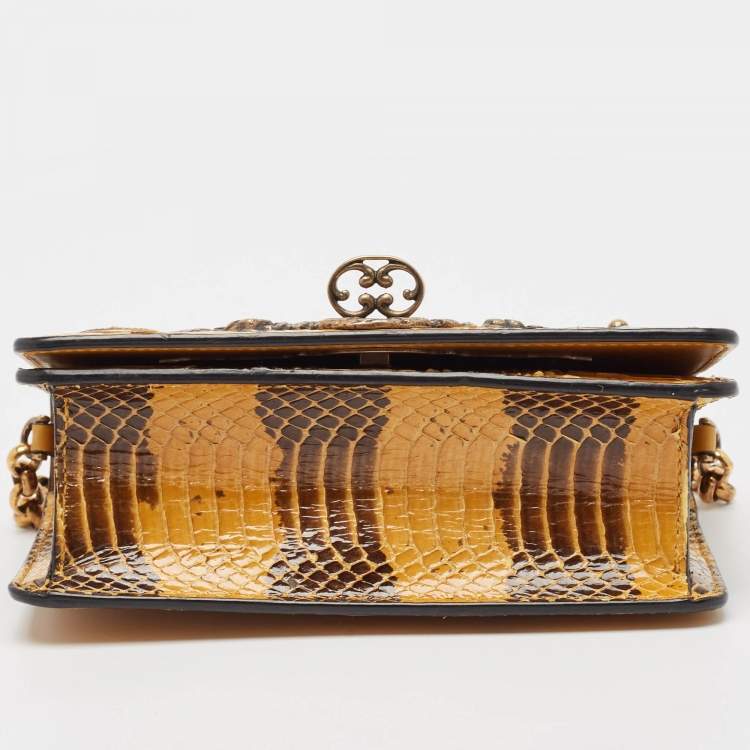 Pre Owned Dolce & Gabbana Yellow Snakeskin Leather DG Miss Ginevra Shoulder Bag