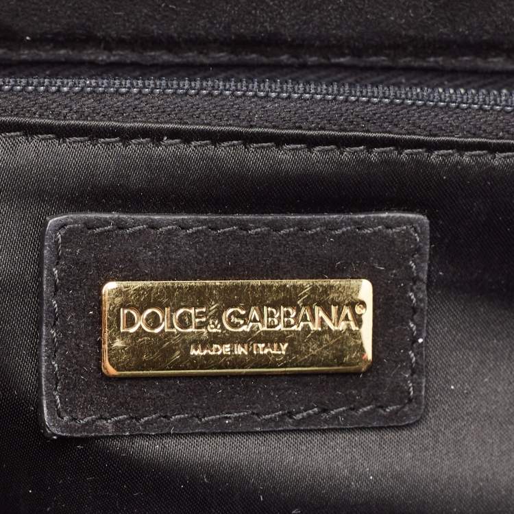 Pre Owned Dolce & Gabbana Black Brocade Fabric Frame Clutch