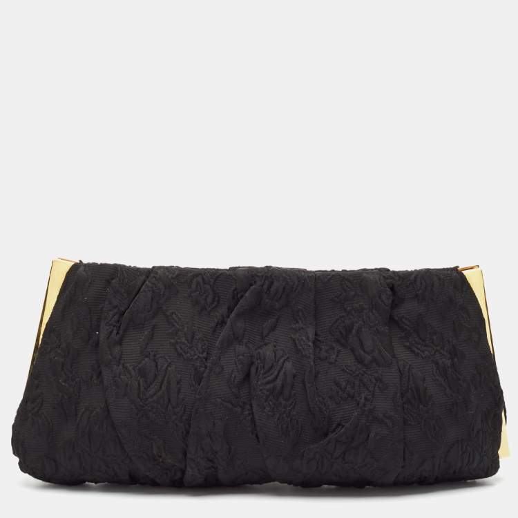 Pre Owned Dolce & Gabbana Black Brocade Fabric Frame Clutch