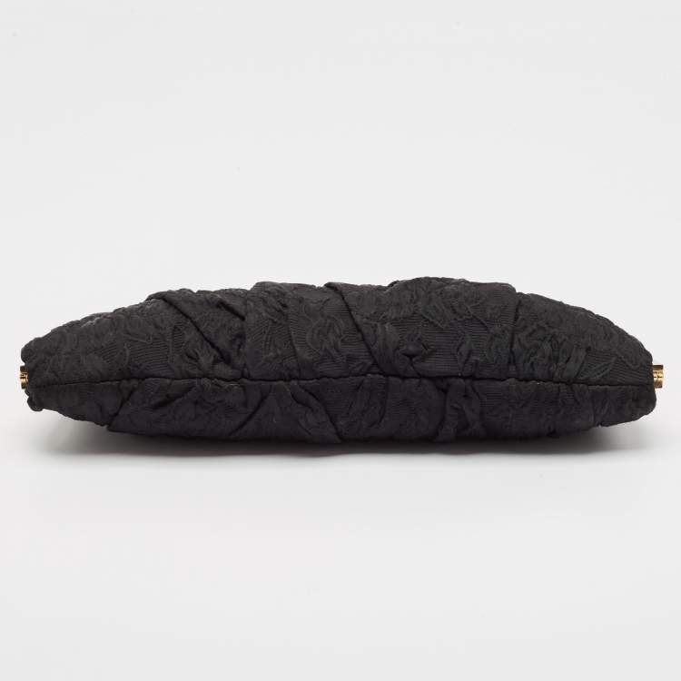Pre Owned Dolce & Gabbana Black Brocade Fabric Frame Clutch