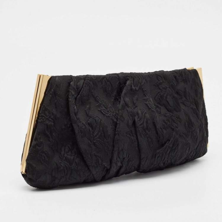 Pre Owned Dolce & Gabbana Black Brocade Fabric Frame Clutch