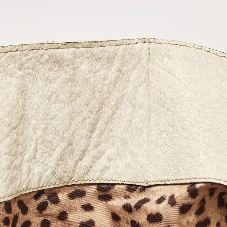 Pre Owned Dolce & Gabbana Off White Leather D Ring Flap Shoulder Bag