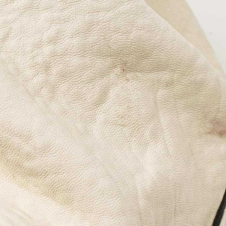 Pre Owned Dolce & Gabbana Off White Leather D Ring Flap Shoulder Bag