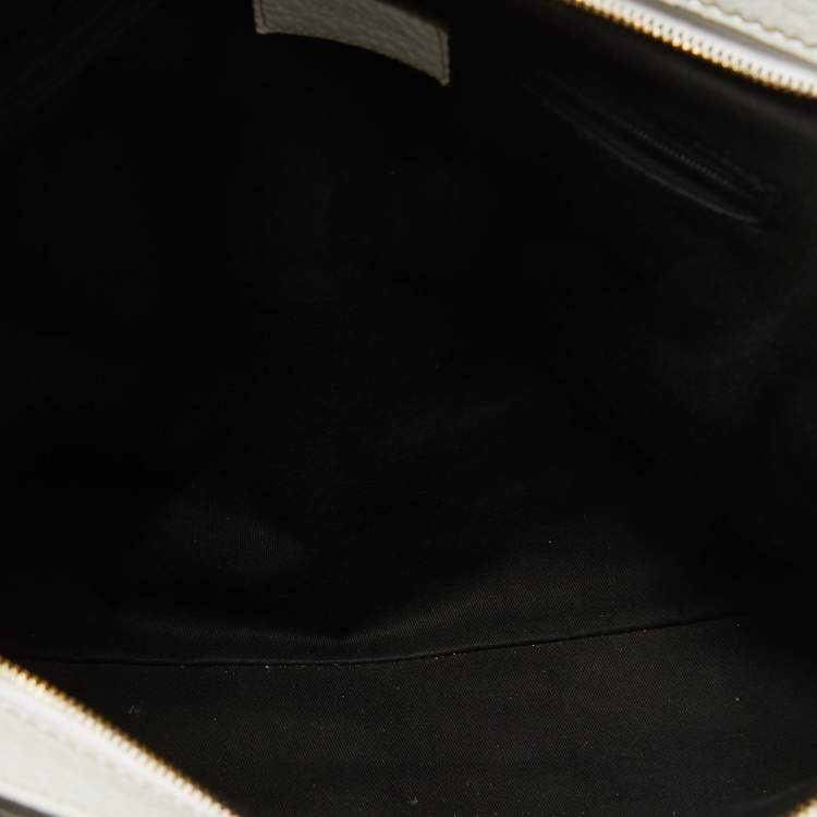 Pre Owned Dolce & Gabbana White Leather Logo Frame Satchel