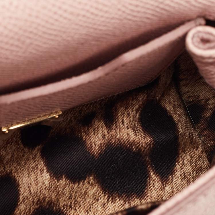 Pre Owned Dolce & Gabbana Baby Pink Leather Mini Sicily Bag