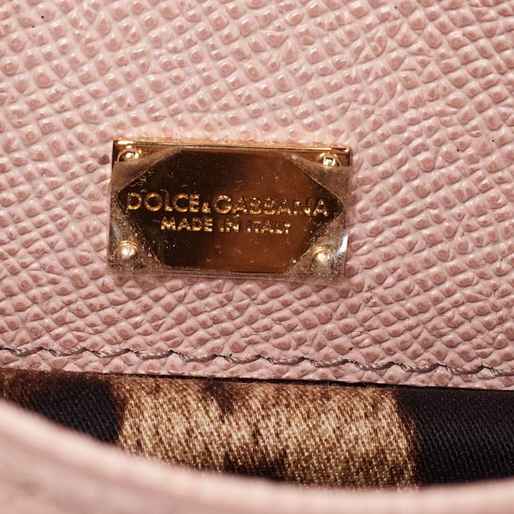 Pre Owned Dolce & Gabbana Baby Pink Leather Mini Sicily Bag