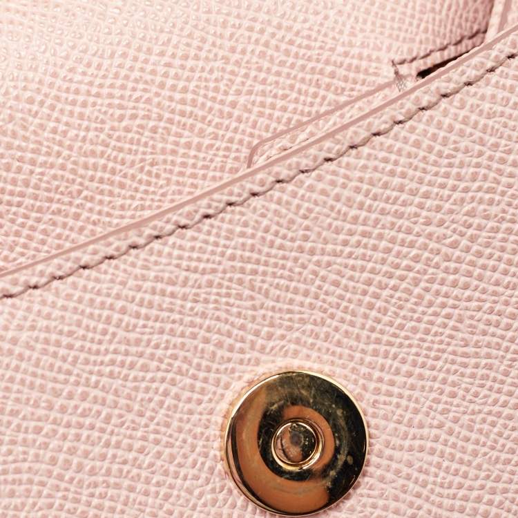 Pre Owned Dolce & Gabbana Baby Pink Leather Mini Sicily Bag