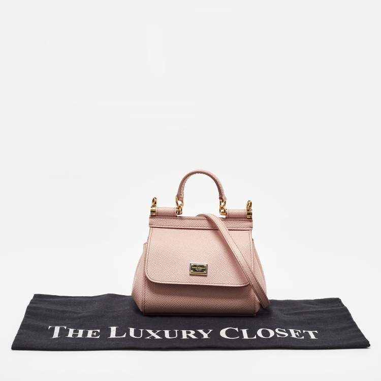 Pre Owned Dolce & Gabbana Baby Pink Leather Mini Sicily Bag