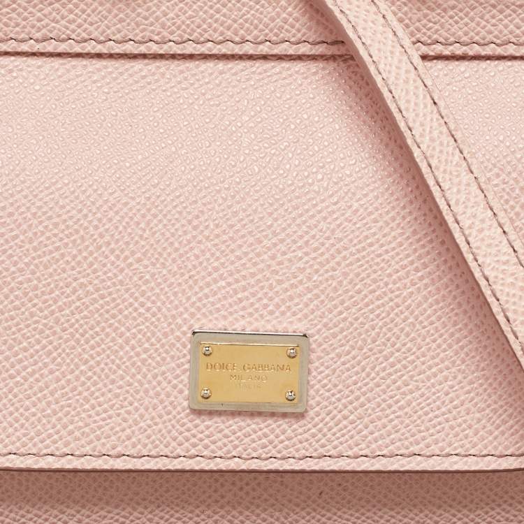 Pre Owned Dolce & Gabbana Baby Pink Leather Mini Sicily Bag