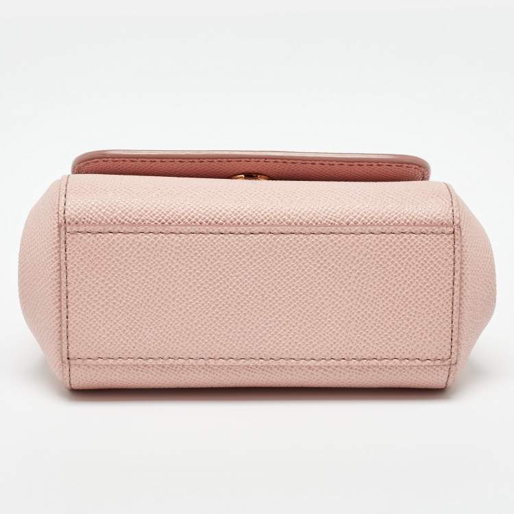 Pre Owned Dolce & Gabbana Baby Pink Leather Mini Sicily Bag