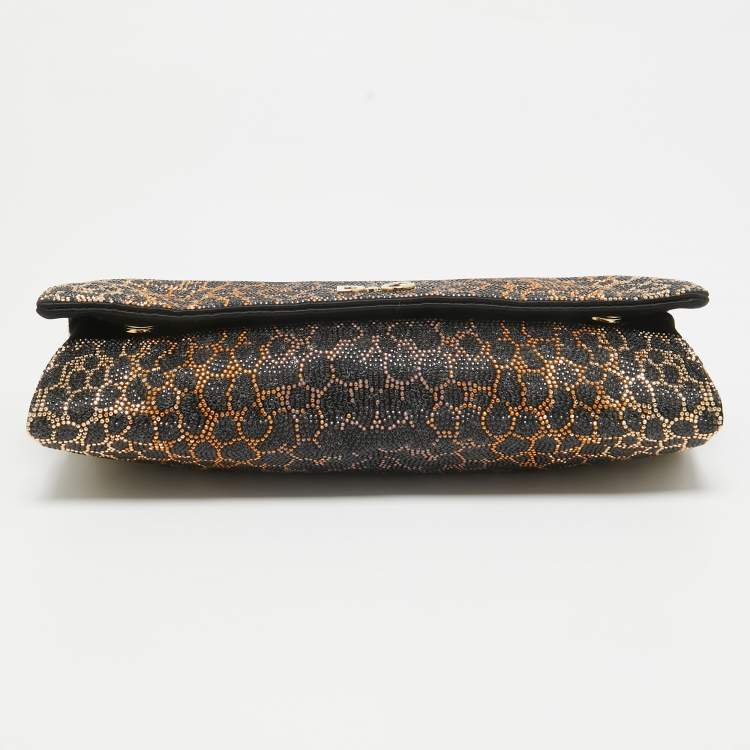 Pre Owned Dolce & Gabbana Black Crystals Satin Sasha Chain Bag